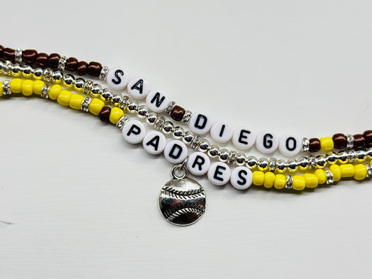 San Diego Baseball Charm Bracelet Stack