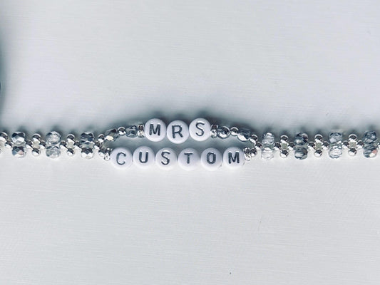 MRS Custom Name Woven Bracelet – Handmade Seed Bead Bride Bracelet with Clasp, Bridal Shower or Engagement Gift