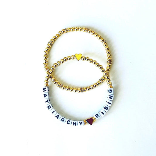Matriarchy Rising Bracelet Stack – Gold Beaded Intuition Bracelet Set for Positive Energy, Handmade Feminine Power Jewelry