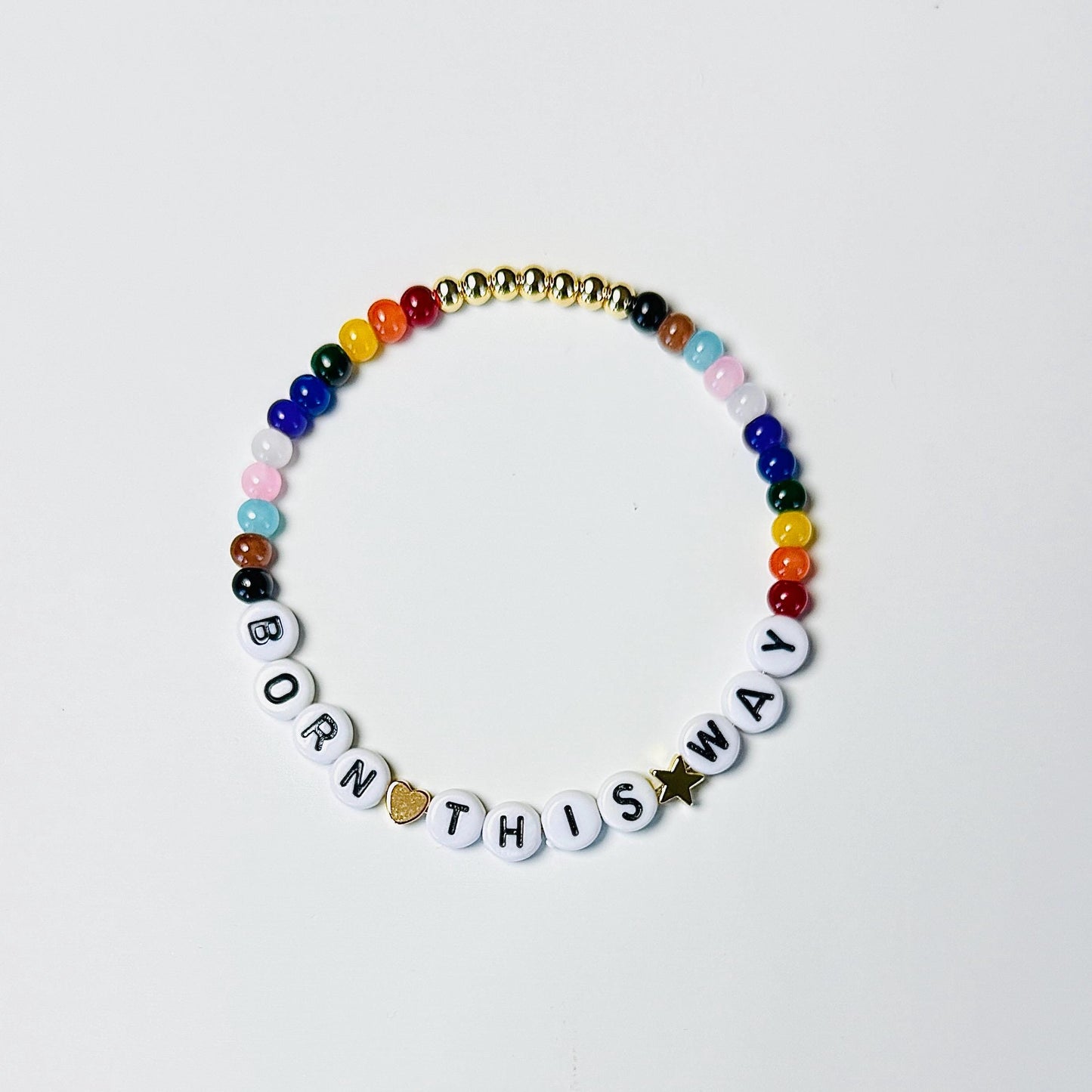 Born This Way Bracelet – Rainbow Pride Jewelry, Handmade LGBTQ+ Ally Wristband, Inspirational Gift