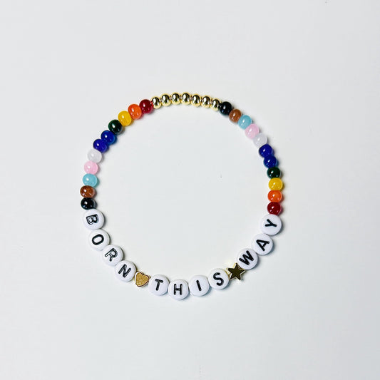 Born This Way Bracelet – Rainbow Pride Jewelry, Handmade LGBTQ+ Ally Wristband, Inspirational Gift