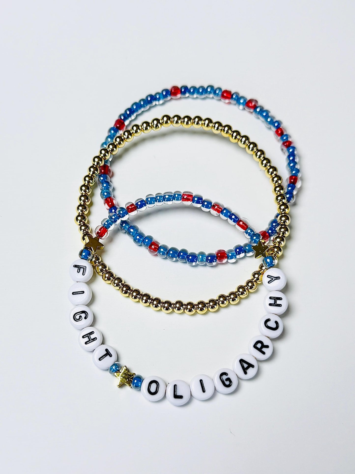 Fight Oligarchy Bracelet Stack