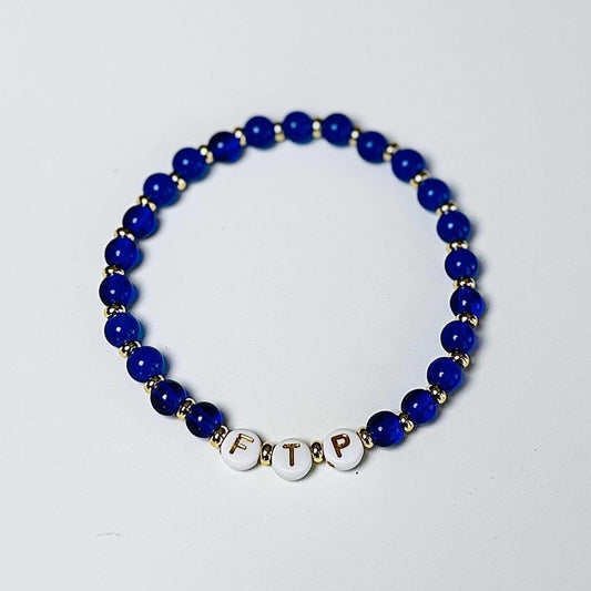 FTP Blue Friendship Bracelet – Handmade Beaded Feminist Bracelet, Rebellious Jewelry, Protest Accessory
