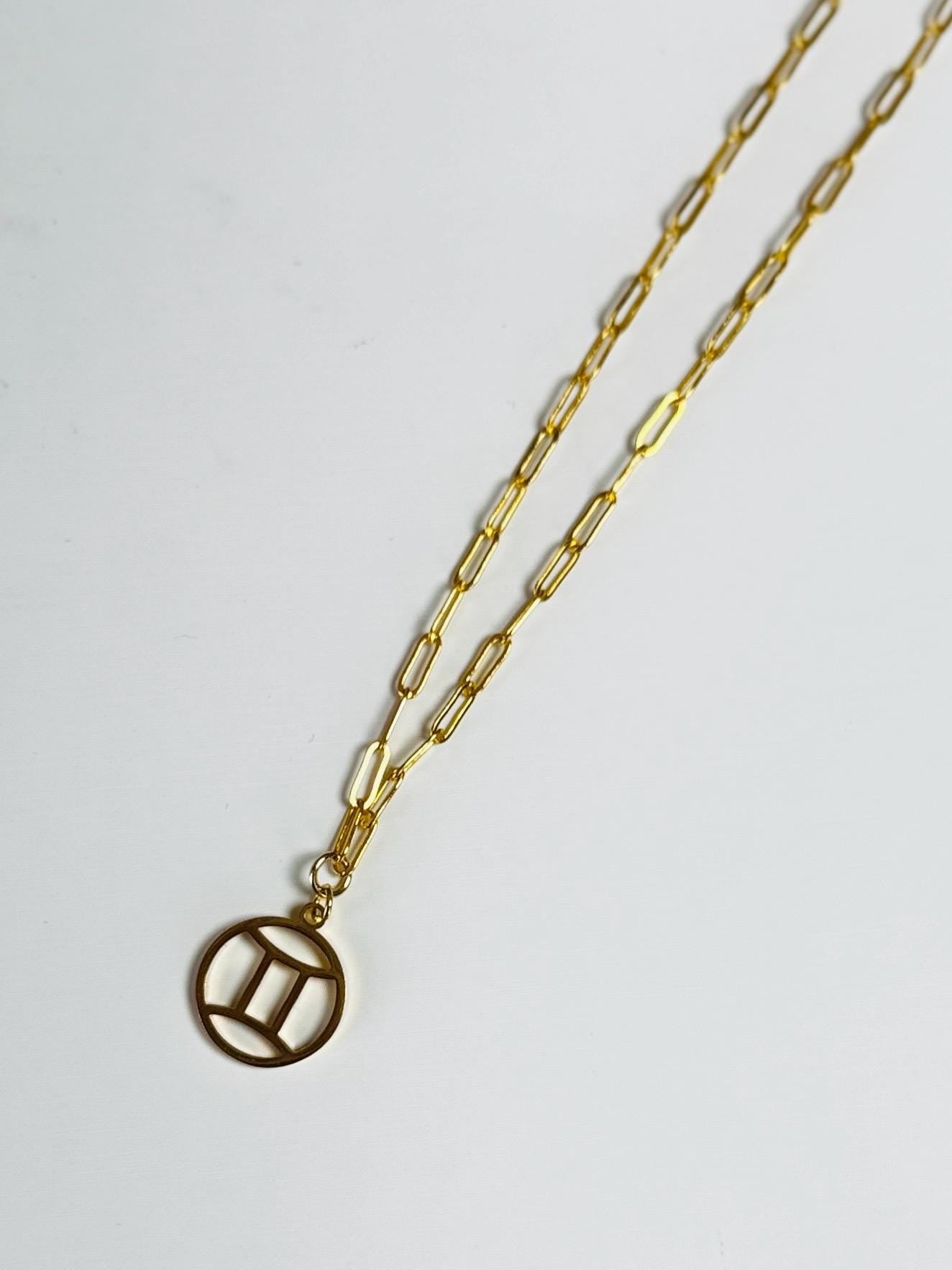 Personalized Zodiac Pendant Necklace with Birthstone Charm – Custom Astrology Jewelry in Gold or Silver