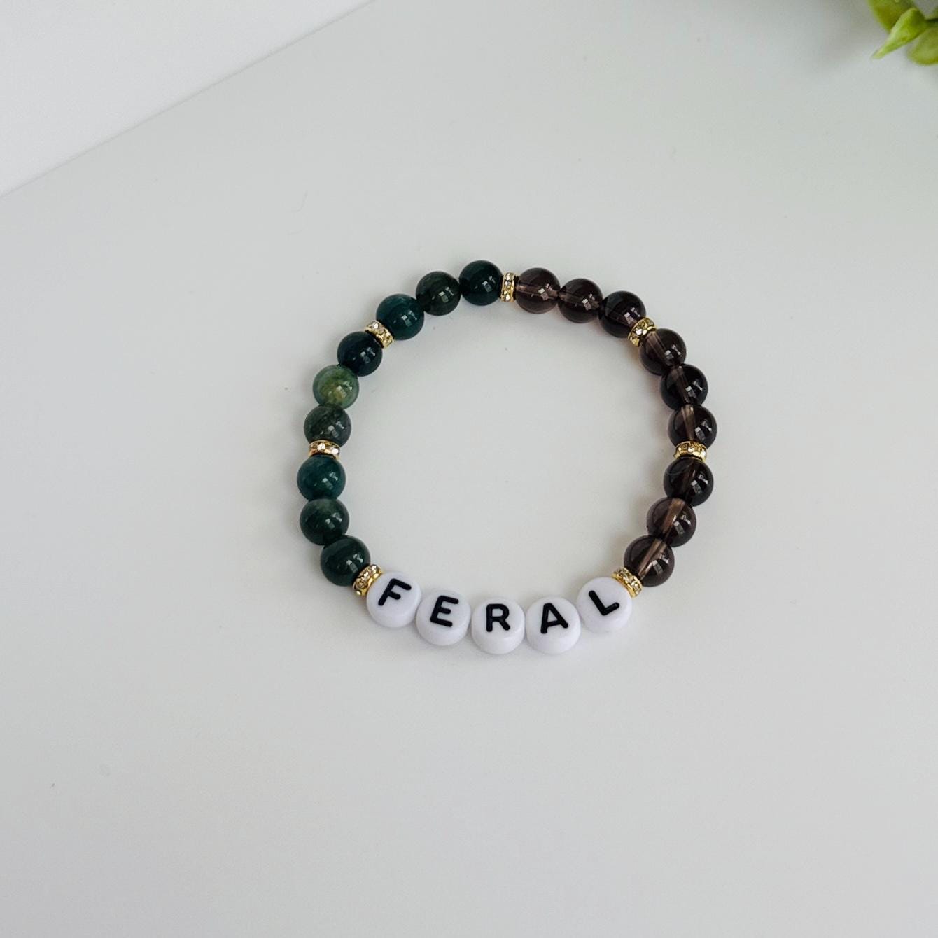 FERAL - Wild Feminine Power Bracelet With Smoky Quartz & Moss Agate