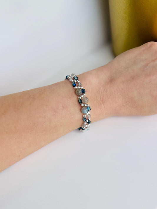 Spellshift Bracelet – Double Labradorite & CzechFire Polished Beads, Quiet Transformation & Magic, Stretch or Cord Options