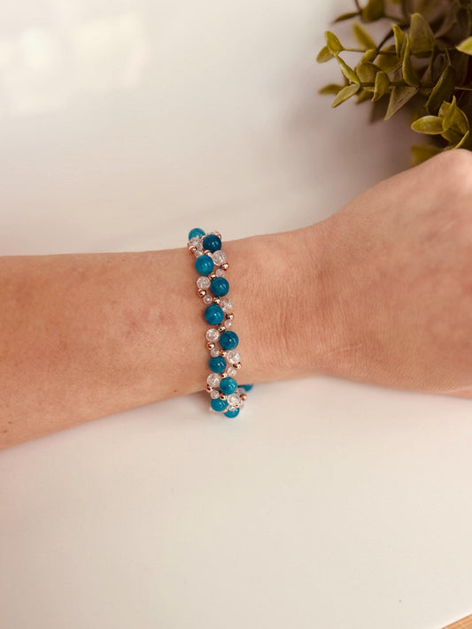 CLEAR CALLING Intuition Bracelet with Blue Apatite & Crackle Quartz