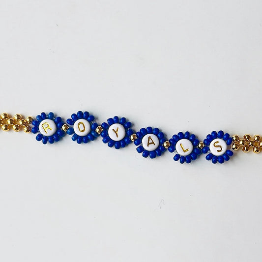 Royals-Inspired Woven Baseball Bracelet – Blue and Gold Clasp Bracelet, Unisex Game Day Jewelry Gift for Fans