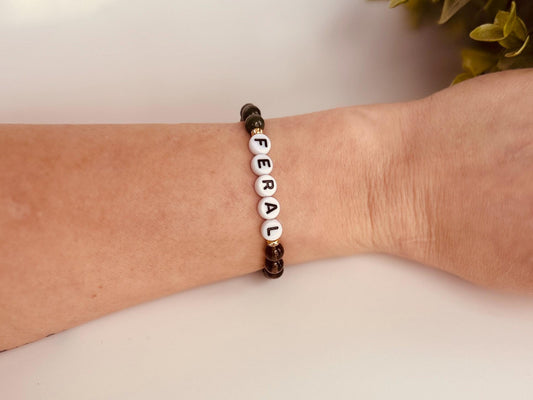 FERAL - Wild Feminine Power Bracelet With Smoky Quartz & Moss Agate