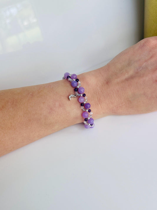 The Veil Bracelet – Amethyst & Labradorite Beaded Bracelet for Liminal Energy & Intuition, Stretch or Cord Options