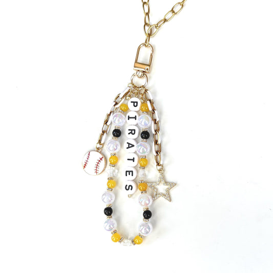 Custom Team Name Beaded Bag Charm: Sports Fan Accessory